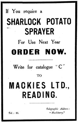 Mackies Potato Sprayer - Farming on Factory Lines, 1917