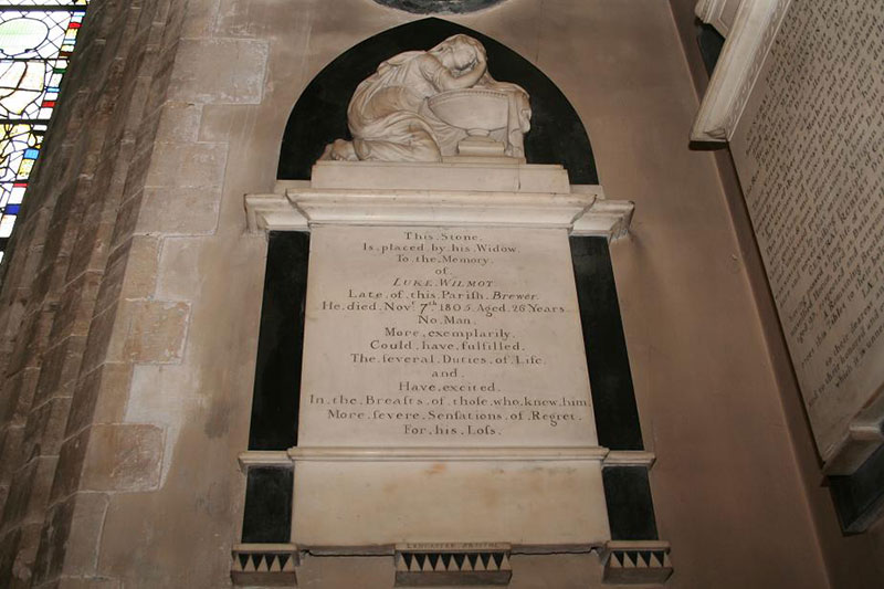 Memorial to Luke Wilmot (died November 7, 1805, aged 26)
