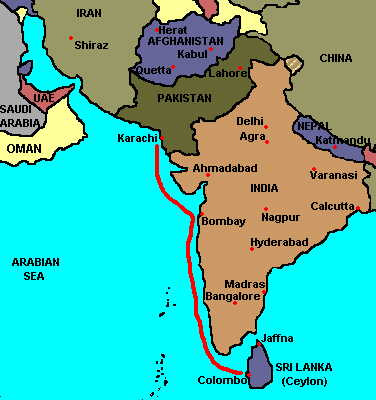 Arabian Sea + India