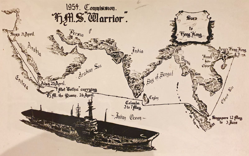 HMS Warrior's cruise from Suez to Hong Kong, 1954