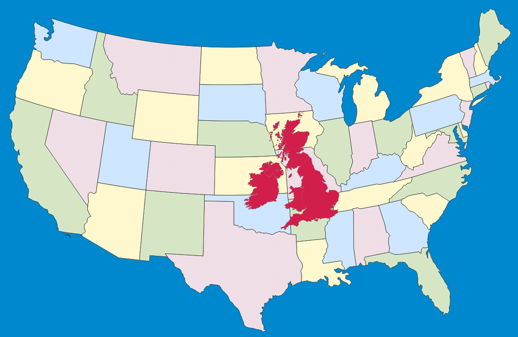 England On Top Of Us Map