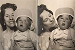 This is my Aunt Vi holding me. I think that's a peaked cap on my head - or a tea cozy
