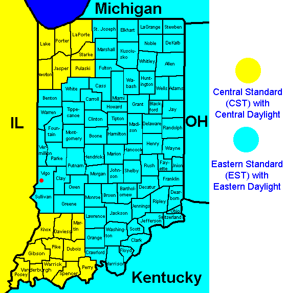 Time Zones Indiana Map Map Vector