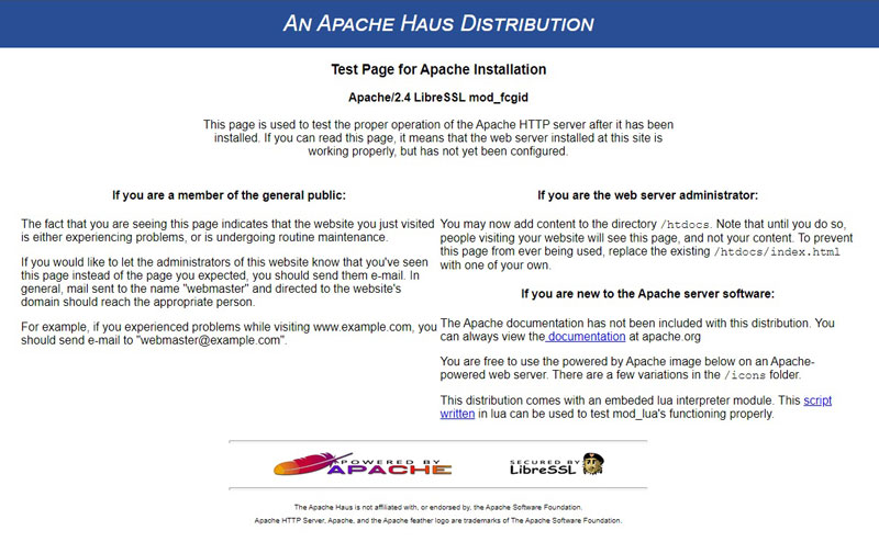 Apache Haus default screen