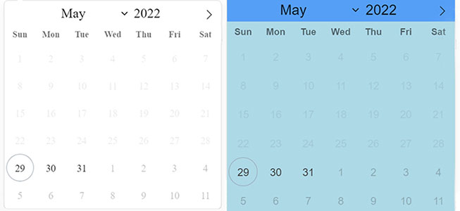 Flatpickr date picker before and after extra styling