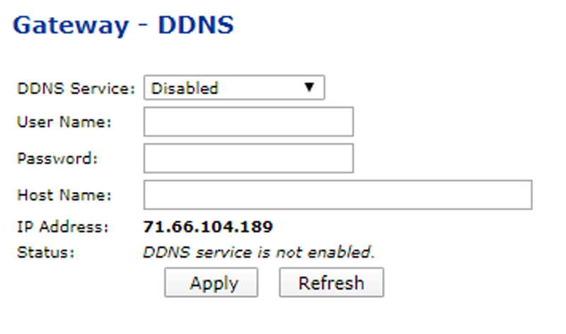 Router DDNS setup page