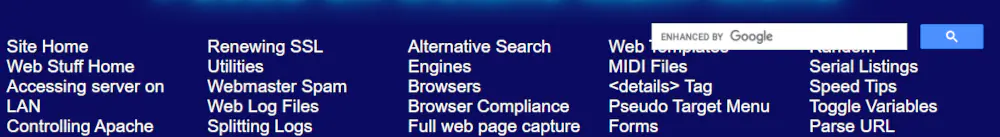 The Web submenu