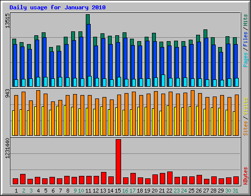 Daily usage for January 2010