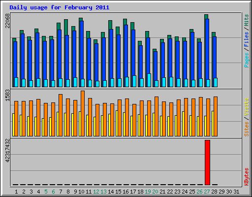 Daily usage for February 2011