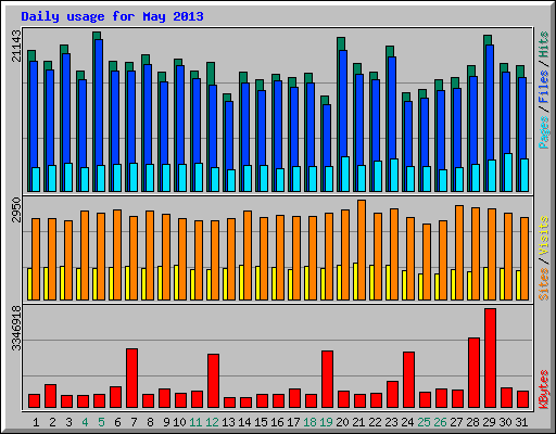 Daily usage for May 2013