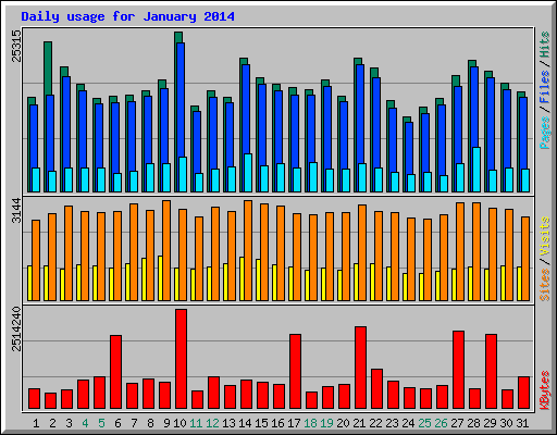 Daily usage for January 2014