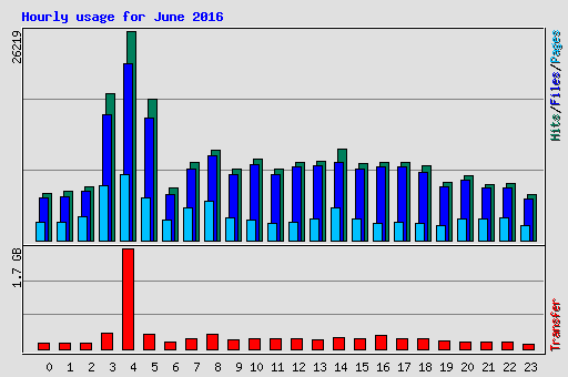 Hourly usage for June 2016