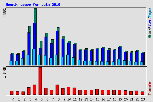 Hourly usage for July 2016