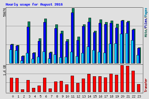 Hourly usage for August 2016