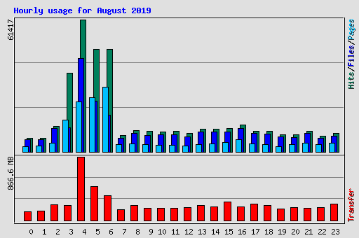 Hourly usage for August 2019