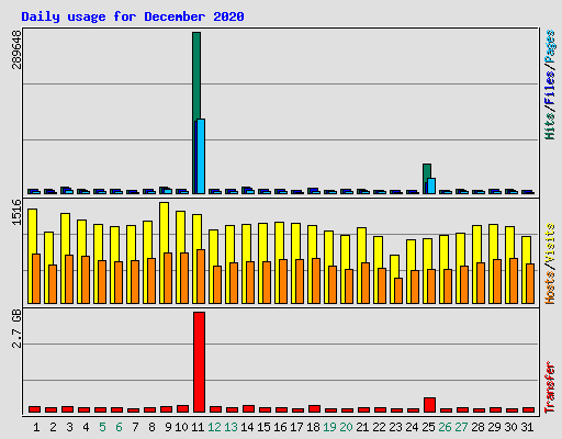 Daily usage for December 2020