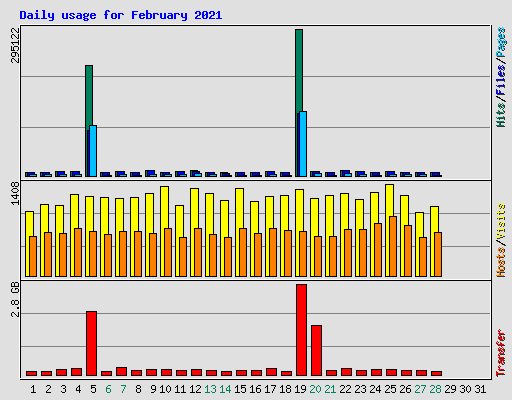 Daily usage for February 2021