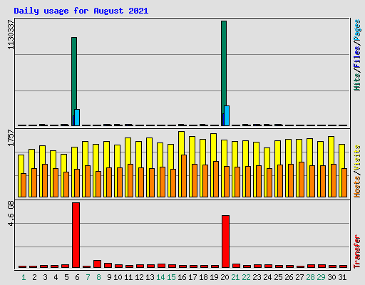 Daily usage for August 2021