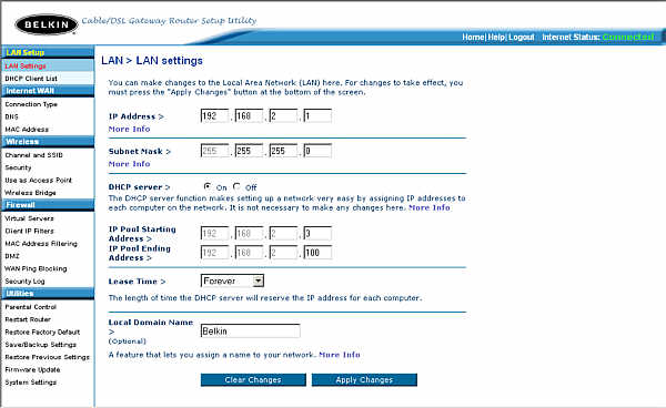 Router LAN configuration