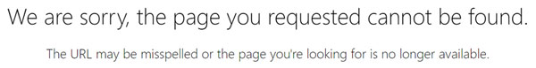 Microsoft's 404 not found error message