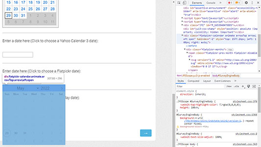 Flatpickr in Chrome Browser's development mode