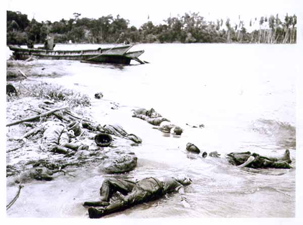 Dead Japanese on beach in South Pacific