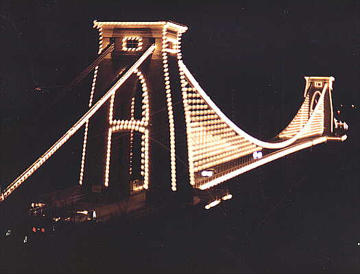 A nightview of Bristol Suspension Bridge