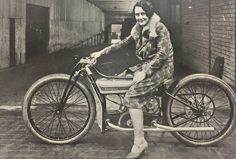 Fay Taylour at Douglas Motorcycles, Kingswood, 1929
