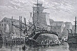 An Old Whaler Hove Down For Repairs, Near New Bedford, a wood engraving drawn by Frederick Schiller Cozzens and published in Harper's Weekly, December 1882. Source: Wikimedia