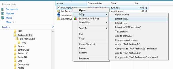 7-Zip Right Click File Menu