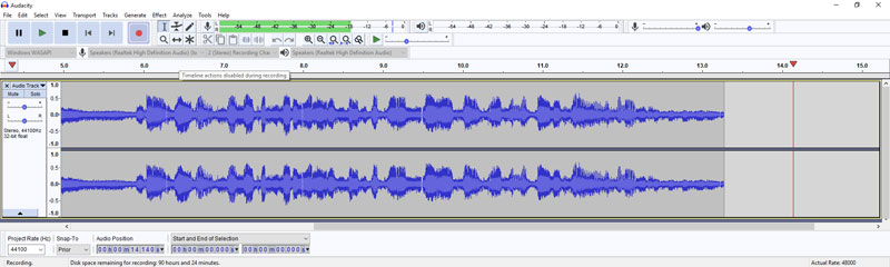 Audacity mono input