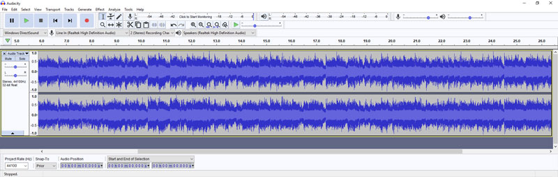 Audacity main window