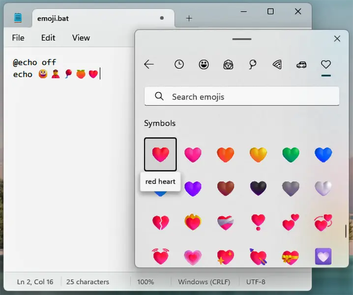 Windows emoji utility