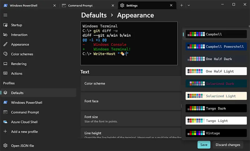 Windows Terminal appearance