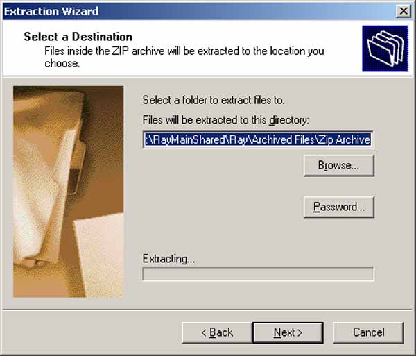 Windows XPZIP extraction wizard