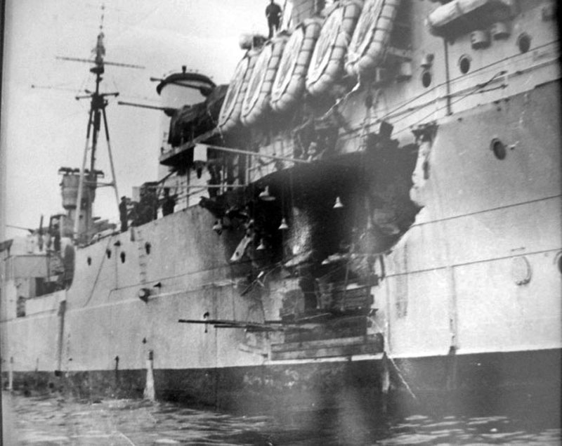 Damage to HMS Phoebe