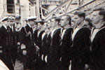 Vice Admiral Lord Mountbatten's Inspection, HMS Gambia, 1950. Denys Powell is 4th from right. Photo kindly submitted by Anita Neads.