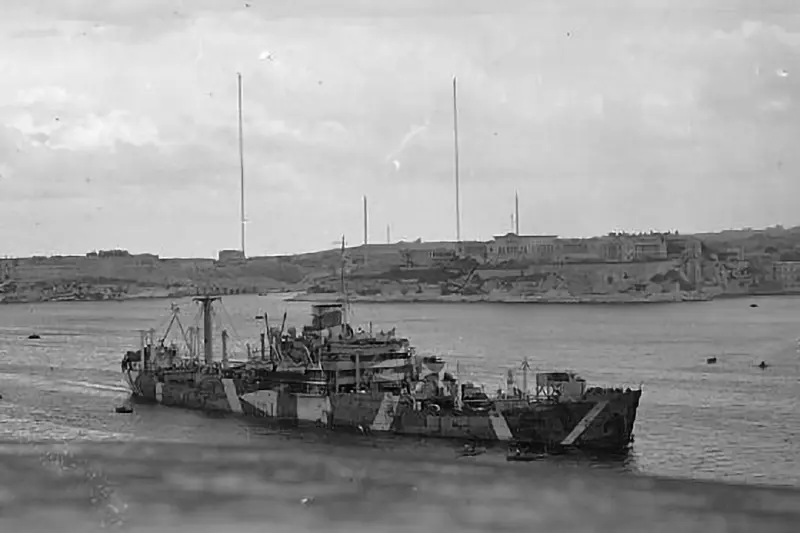 HMS Breconshire at Grand Harbour, Malta