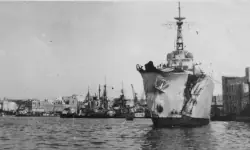 HMS Chevron's damaged bow