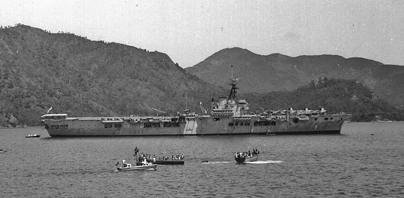 HMS Glory at the Fleet Ships Regatta, Marmarice, Turkey, July 1950