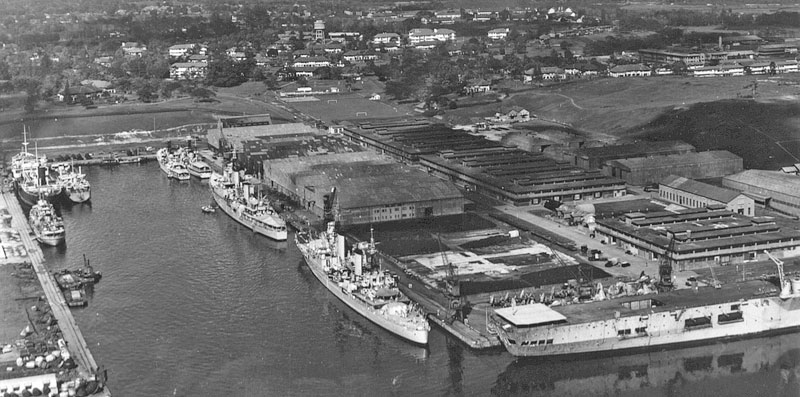 HMS Birmingham, Newfoundland and Warrior, Singapore, 1954