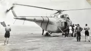 The rescue of Lieutenant by a Sikorsky H-19 Chickasaw. Photo from Aaron Dixey, whose grandfather, Roy Dixey served on HMS Warrior