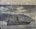 HMS Warrior leaving South Africa, 22 November 1954. Clipping from Aaron Dixey, whose grandfather, Roy Dixey served on HMS Warrior