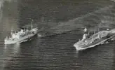 HMS Warrior escorting HM The Queen in Gothic, Aden, Yemen, 1953. Photo from Aaron Dixey, whose grandfather, Roy Dixey served on HMS Warrior