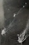 HMS Warrior escorting HM The Queen in Gothic, Aden, Yemen, 1953