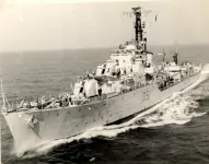 HMS Chevron at sea. This picture was taken from the aircraft carrier, HMS Glory. Photo: Ray Holden