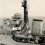 HMS Chevron's Bridge. This picture was taken from the aircraft carrier, HMS Glory. Photo: Ray Holden