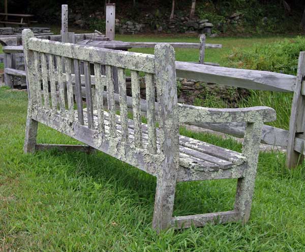 A rustic bench