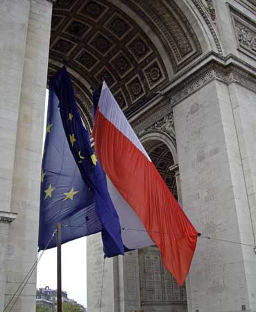 The Tricolore and European Union flags