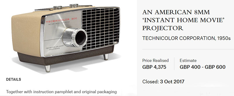 >Christie's 2017 auction for a Technicolor 800 projector that once belonged to Audrey Hepburn
